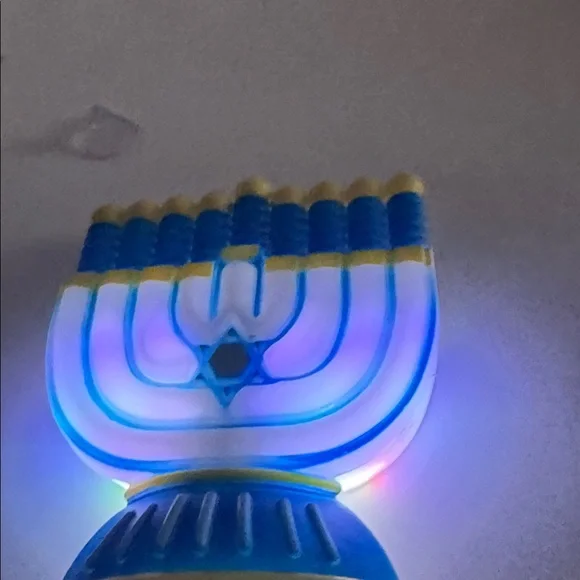 Blue and Gold Menorah with Purple Glow - Picture 3 of 4
